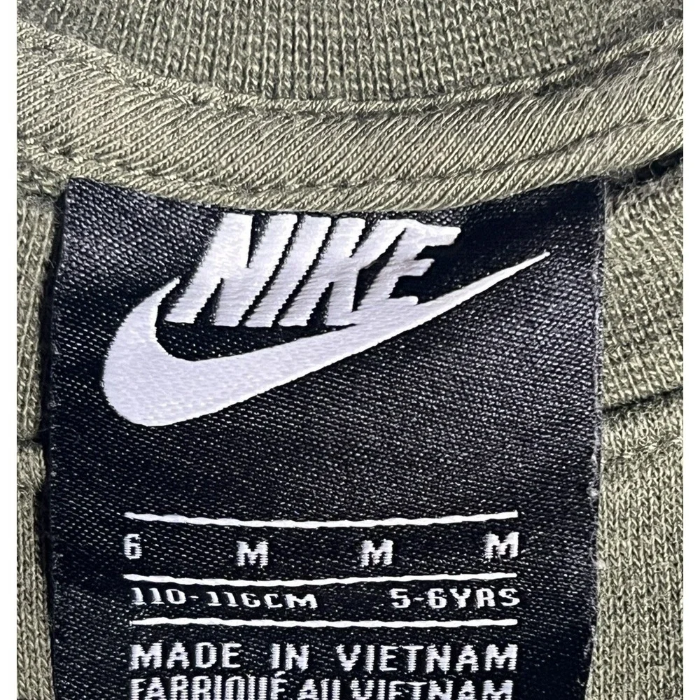 Nike Crewneck Sweatshirt Pullover Kids 5-6 YRS Green Black Nike Logo Strip‎